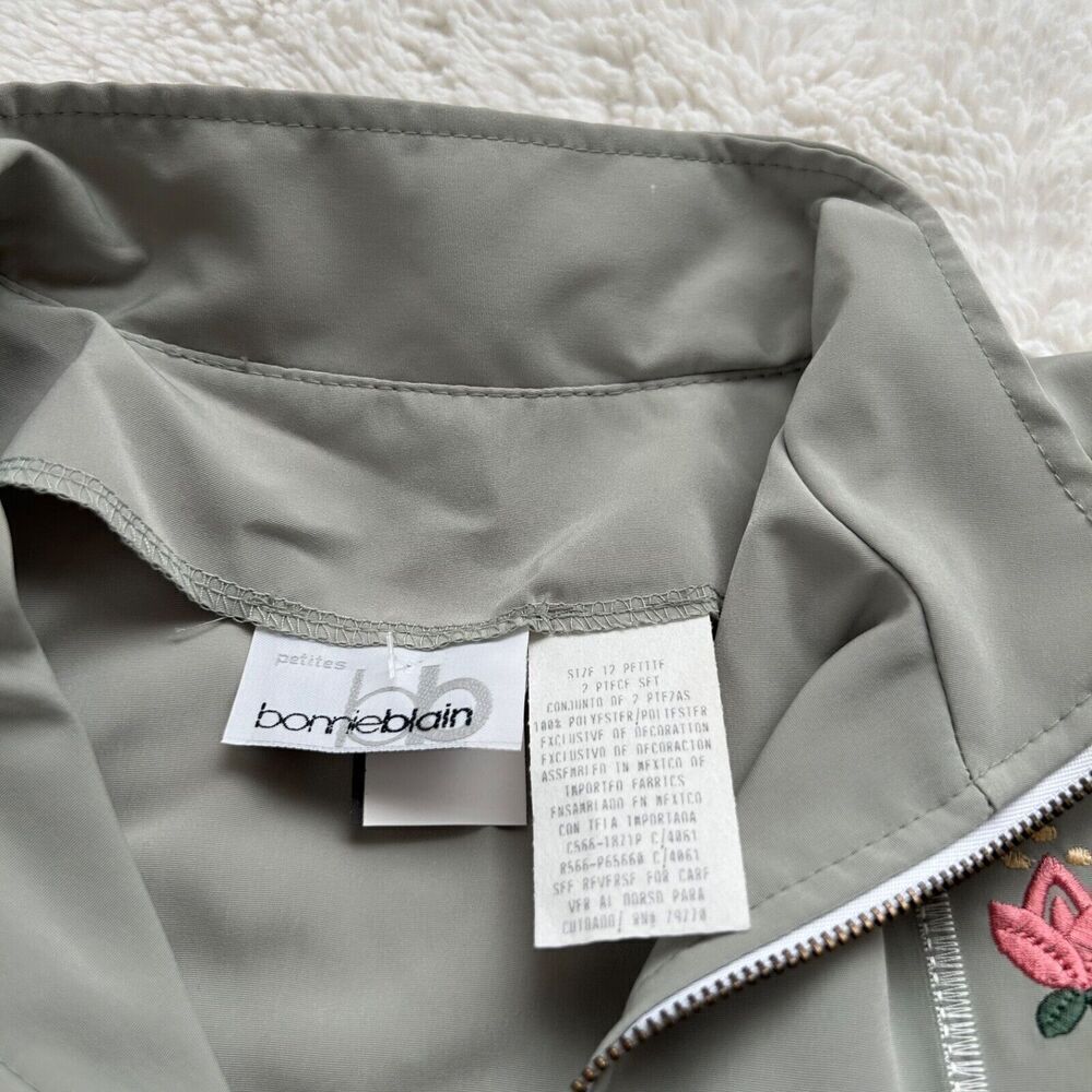 Bonnie Blain Women's Vintage Color Block Embroidered Bomber Jacket Size 12P - Picture 7 of 8